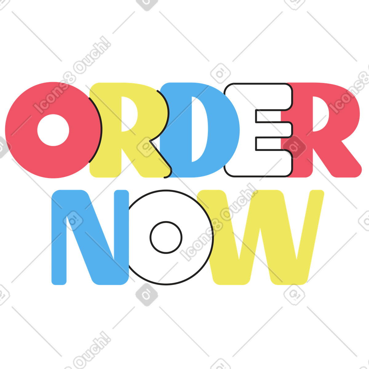 Illustration Commande de lettrage maintenant dans le style Boba à télécharger aux formats PNG, SVG