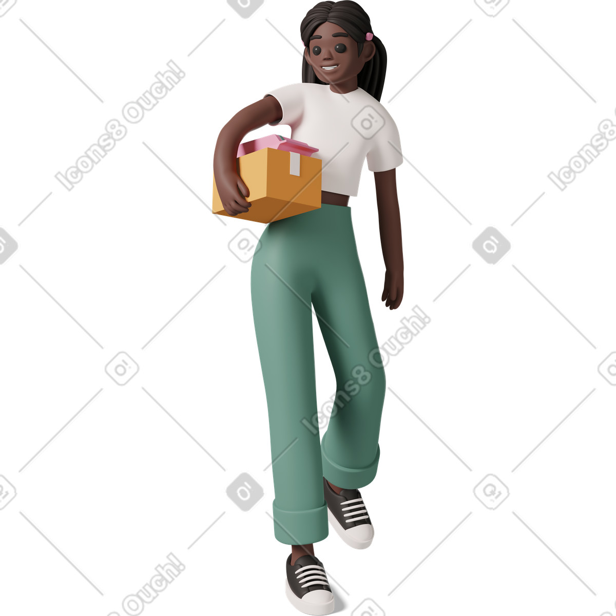 Black girl holding parcels illustration in PNG, SVG