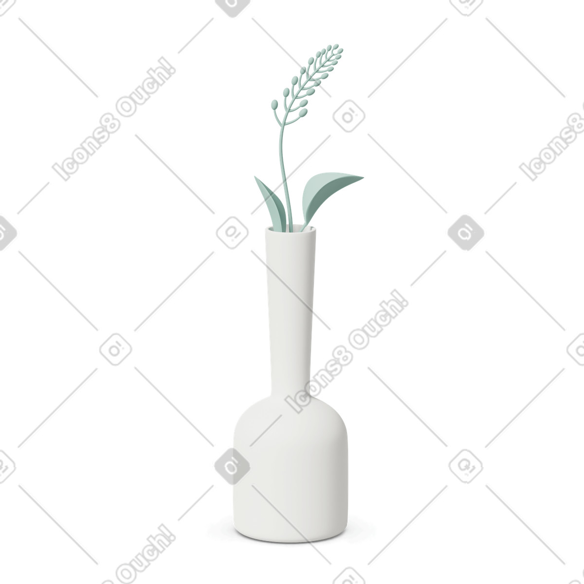 Vase with green flower illustration in 3D Casual life style download in PNG, SVG