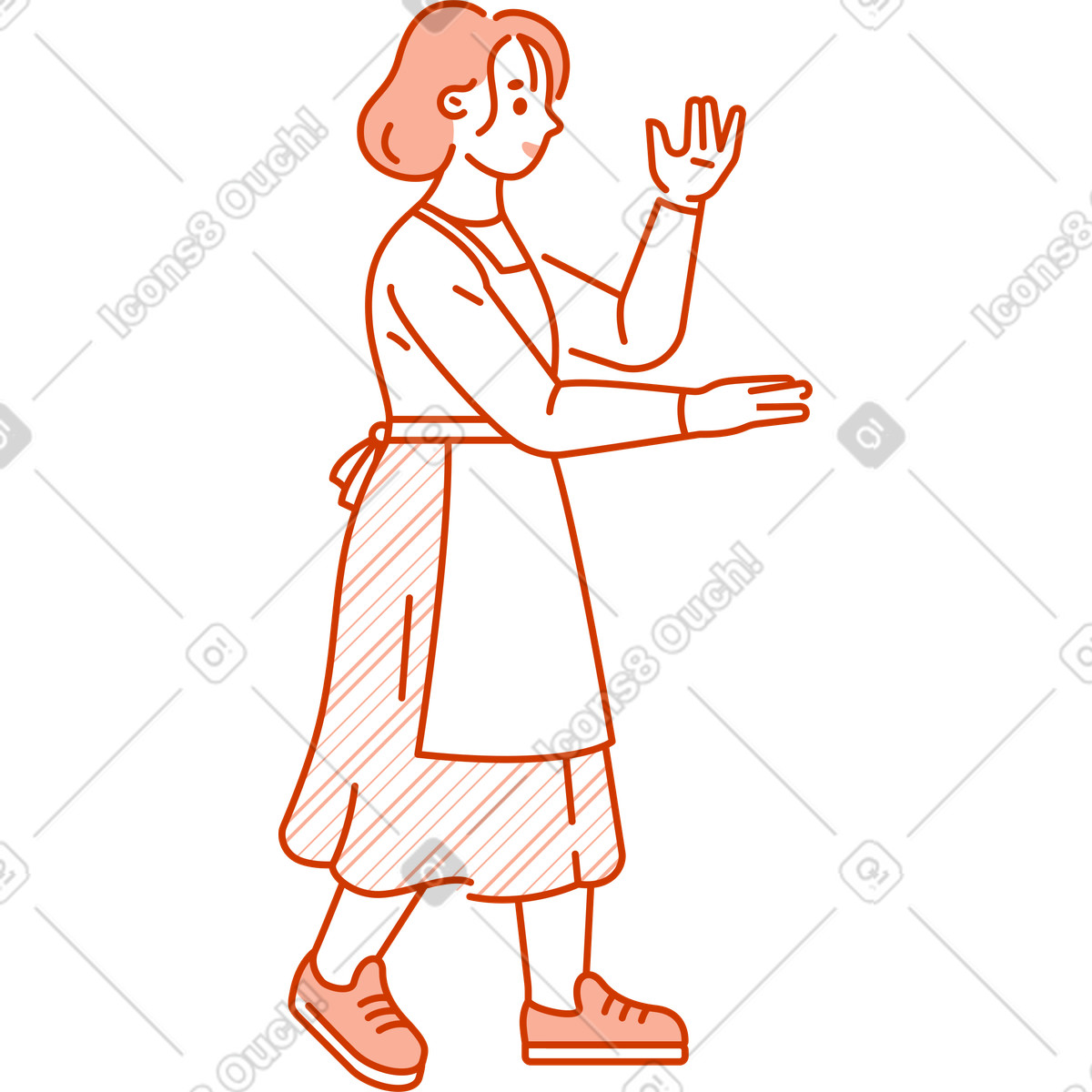 Frau in einer schürze-Illustration im Natty-Stil als Download PNG, SVG