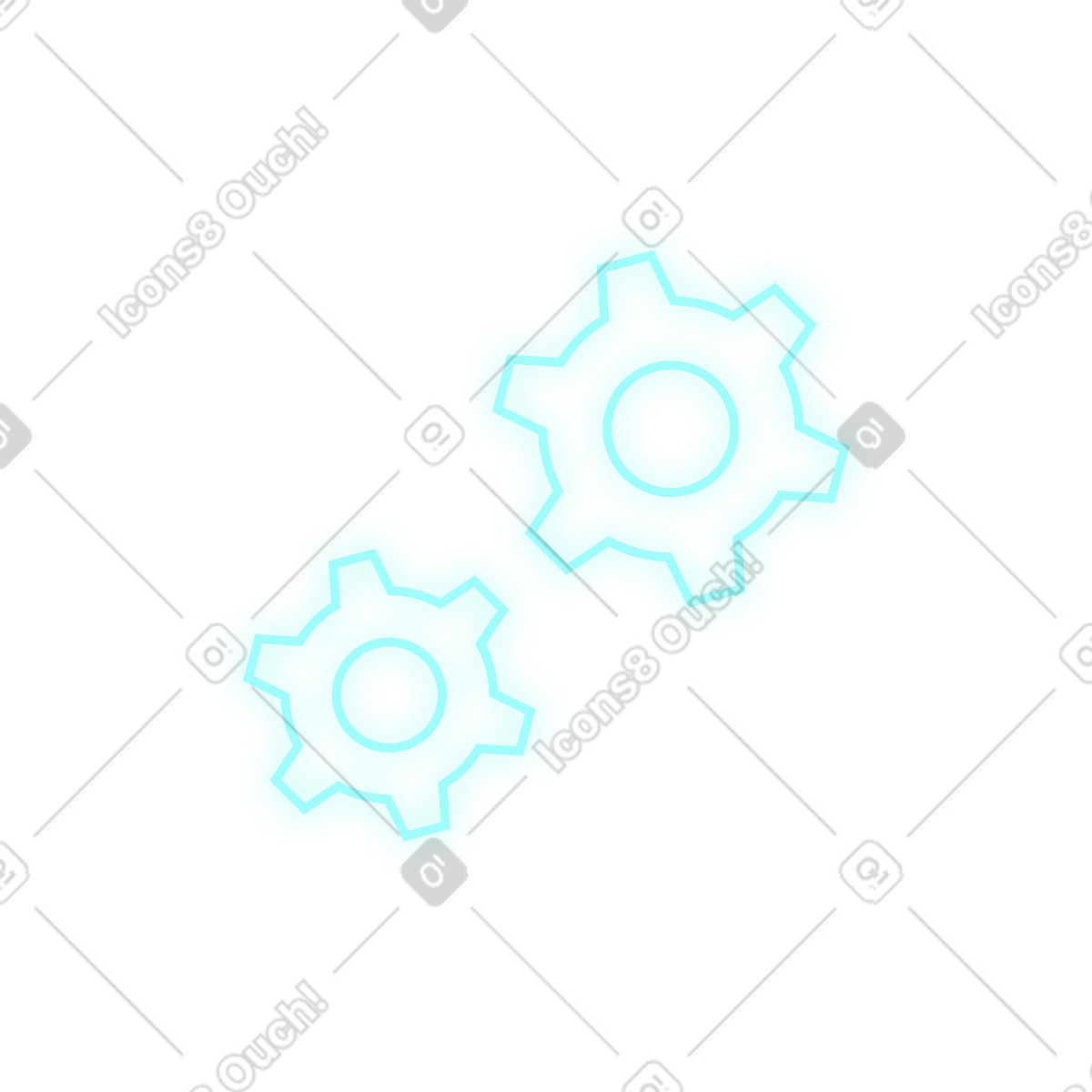 Ilustración Engranajes de neón en estilo Chromed a descargar en PNG y SVG