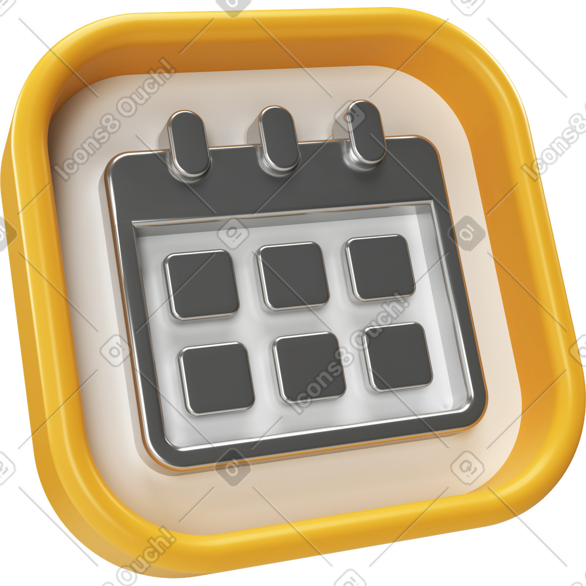 Illustration Icône de calendrier sur une plaque avec contour dans le style 3D Corporate à télécharger aux formats PNG, SVG