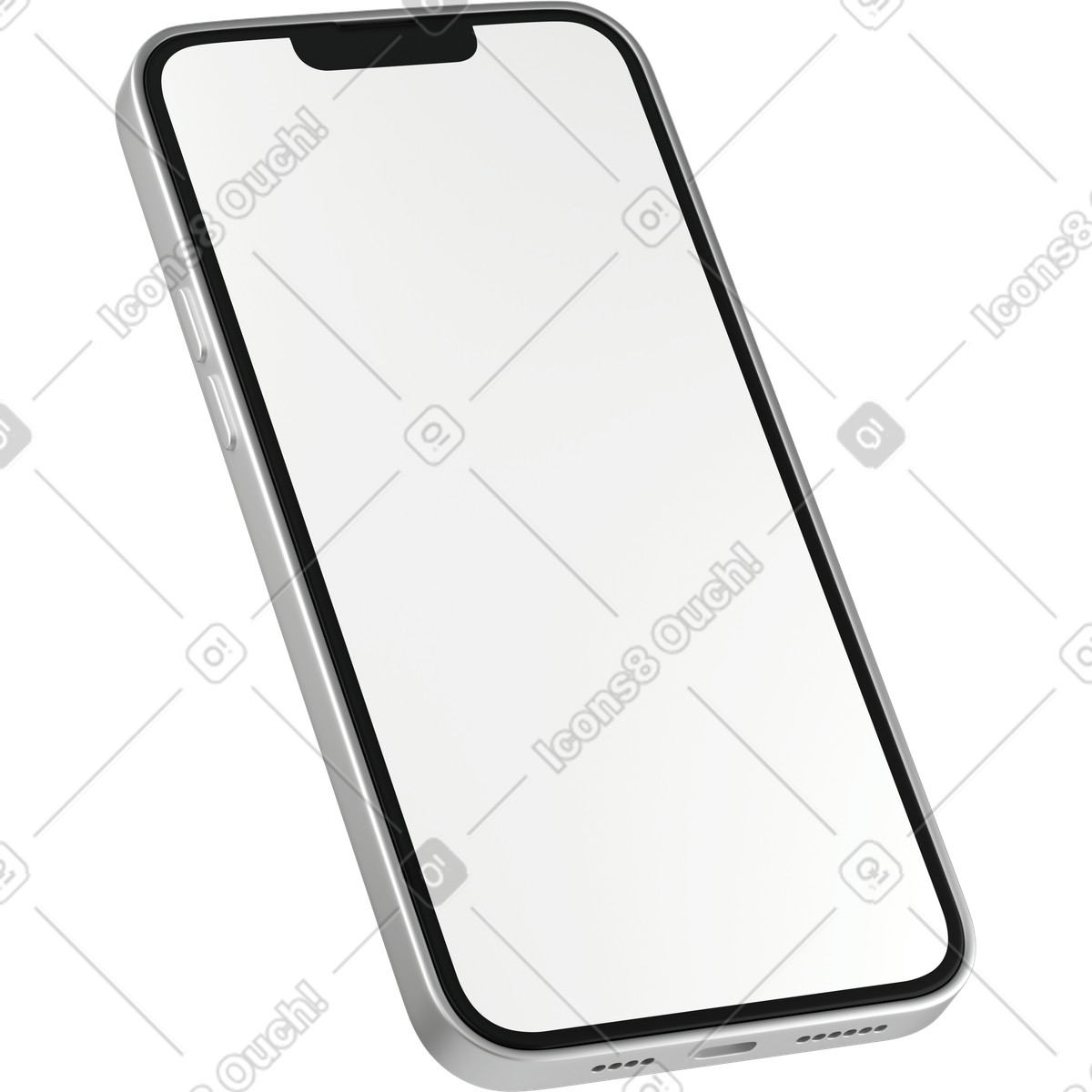 Side view of white phone screen-Illustration im 3D Business-Stil als Download in PNG, SVG