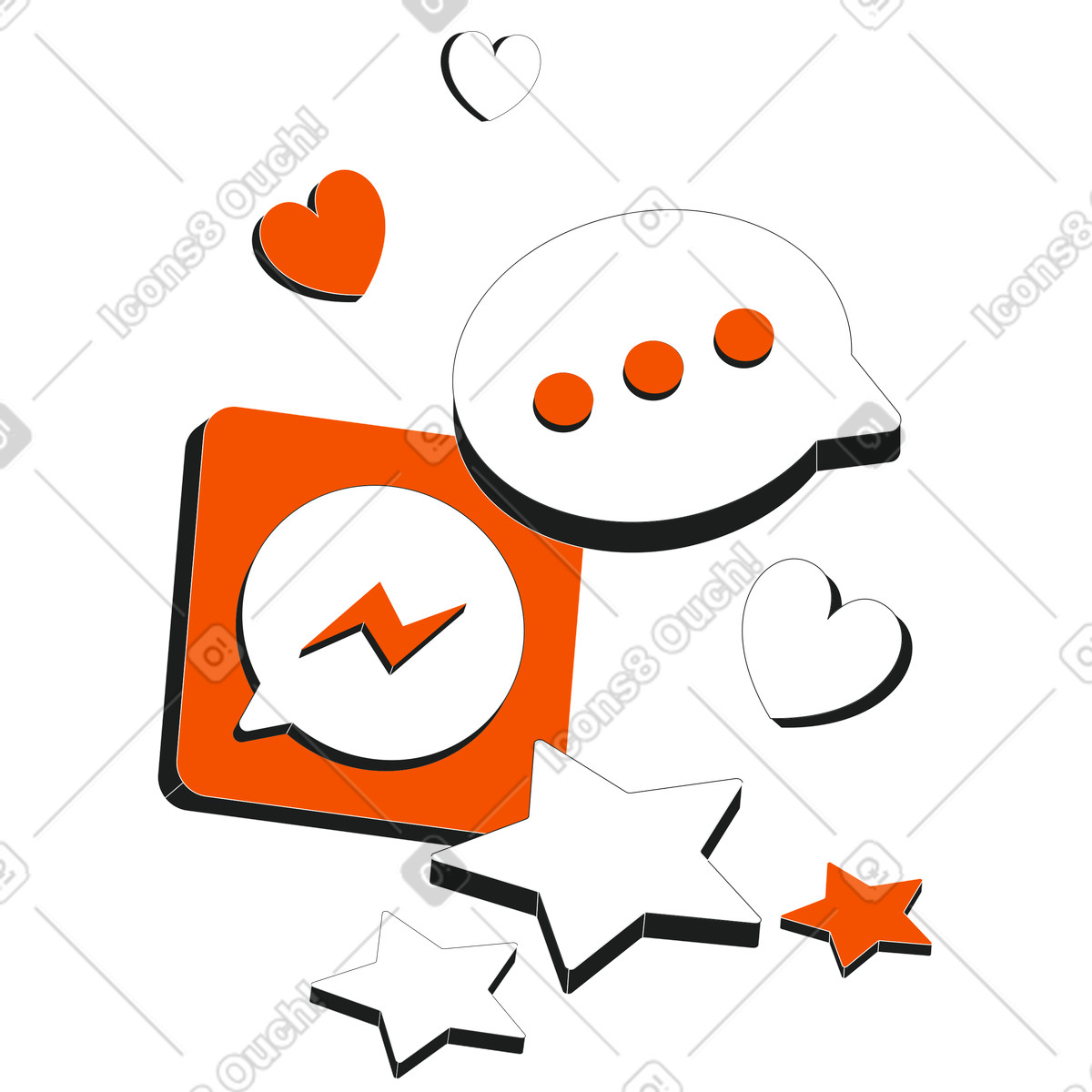 下载 Strict 风格的 Messenger icon and chat bubble, Digital conversation or social interaction 插画，支持 PNG、SVG 格式
