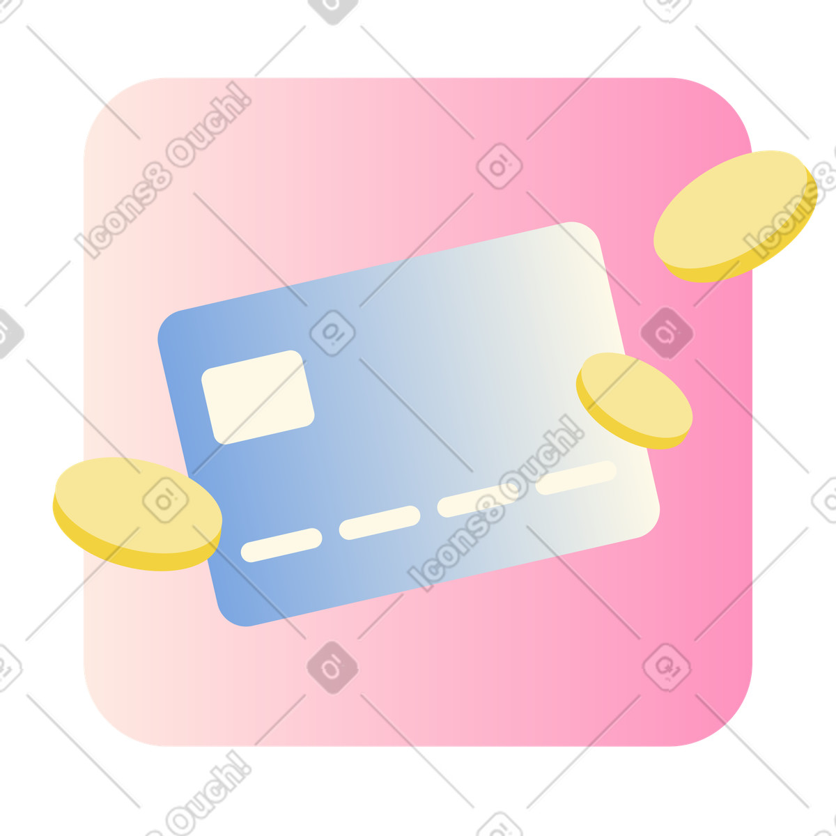 Credit card with coins icon illustration in PNG, SVG