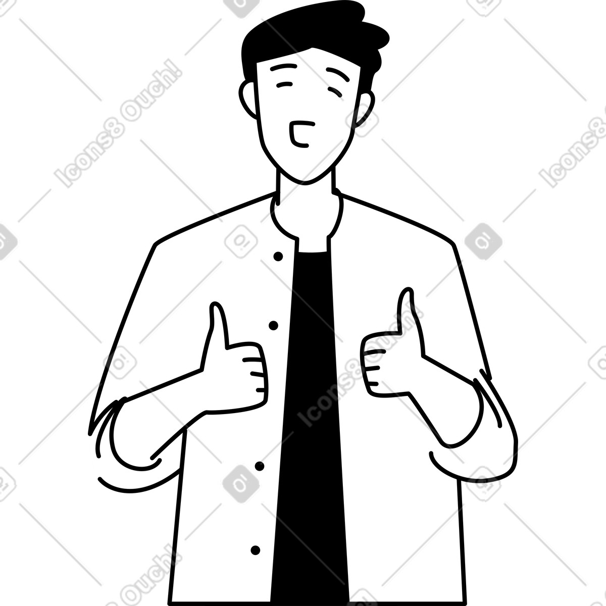 Ilustração de Jovem mostrando os polegares para cima em no estilo Weekday baixar em PNG, SVG