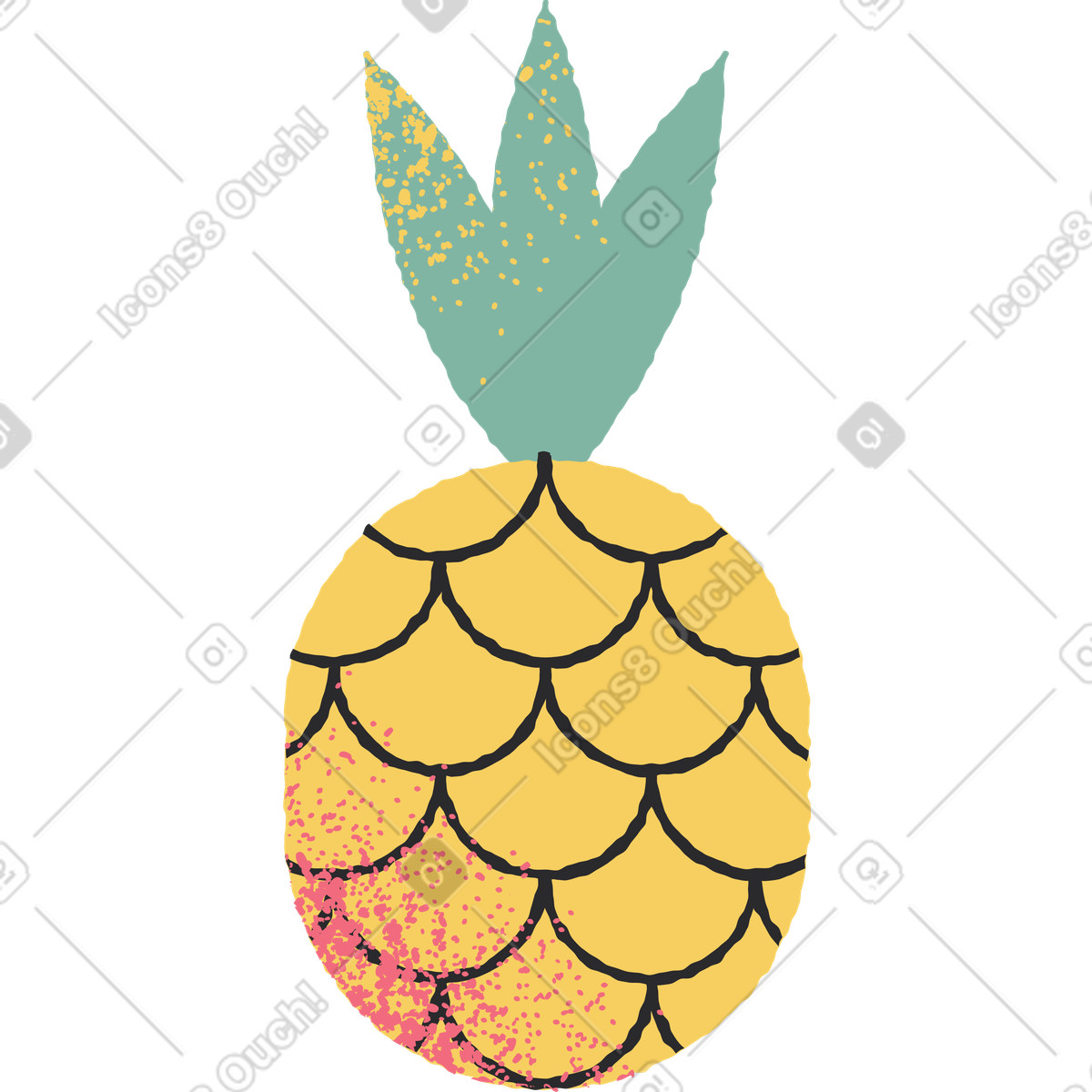 Ananas illustrazione in stile Pablo scarica in PNG, SVG