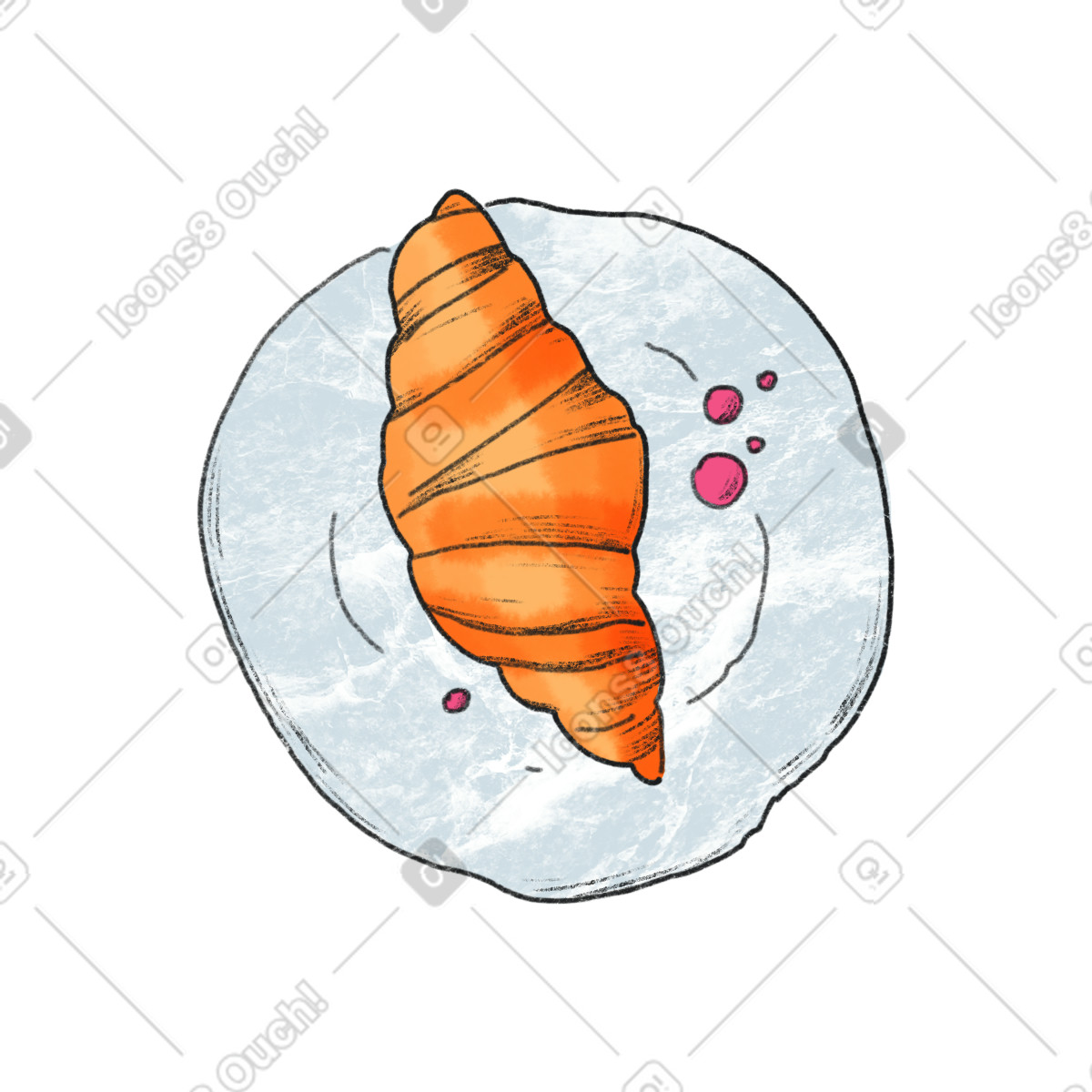 Illustration Plate with a croissant dans le style Moments à télécharger aux formats PNG, SVG
