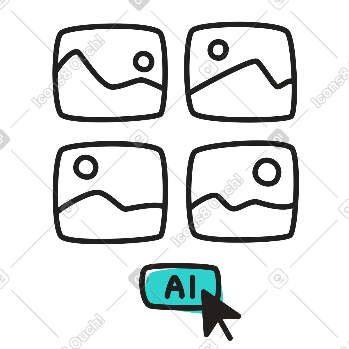 Creating images with generative AI illustration in Little style download in PNG, SVG