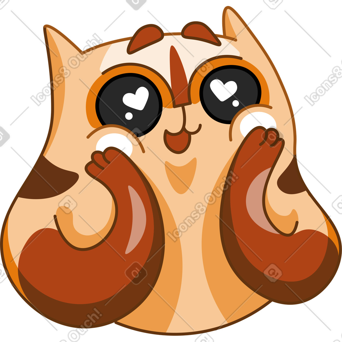 Kitekat スタイルの Heart eyes cat のイラストをPNG、SVG形式でダウンロード