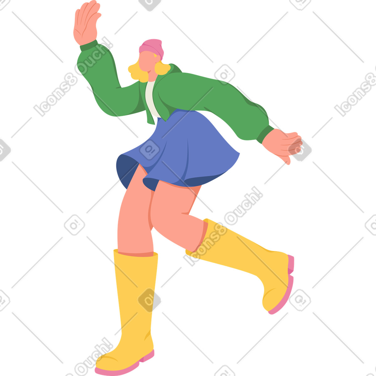 Donna che balla illustrazione in stile Social scarica in PNG, SVG