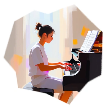 A person practicing piano and their fingers slowly growing longer