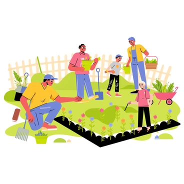 Community members working together in a shared garden