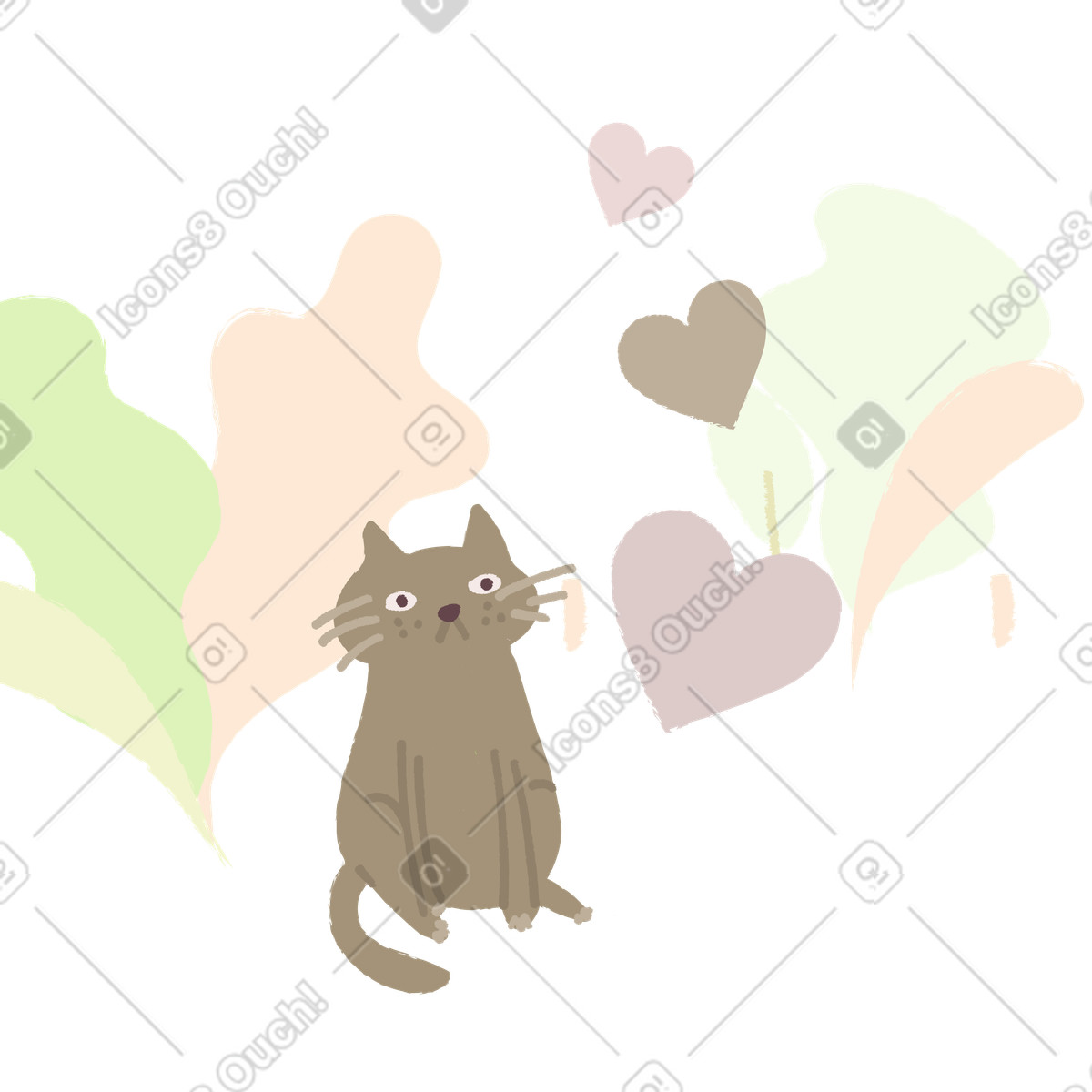 Lonely on valentine's day illustration in Ginger Cat style download in PNG, SVG