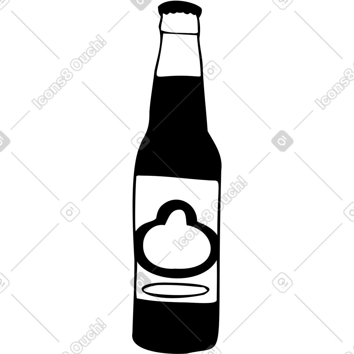 Illustration Bouteille en verre d'alcool avec design dans le style Marks à télécharger aux formats PNG, SVG
