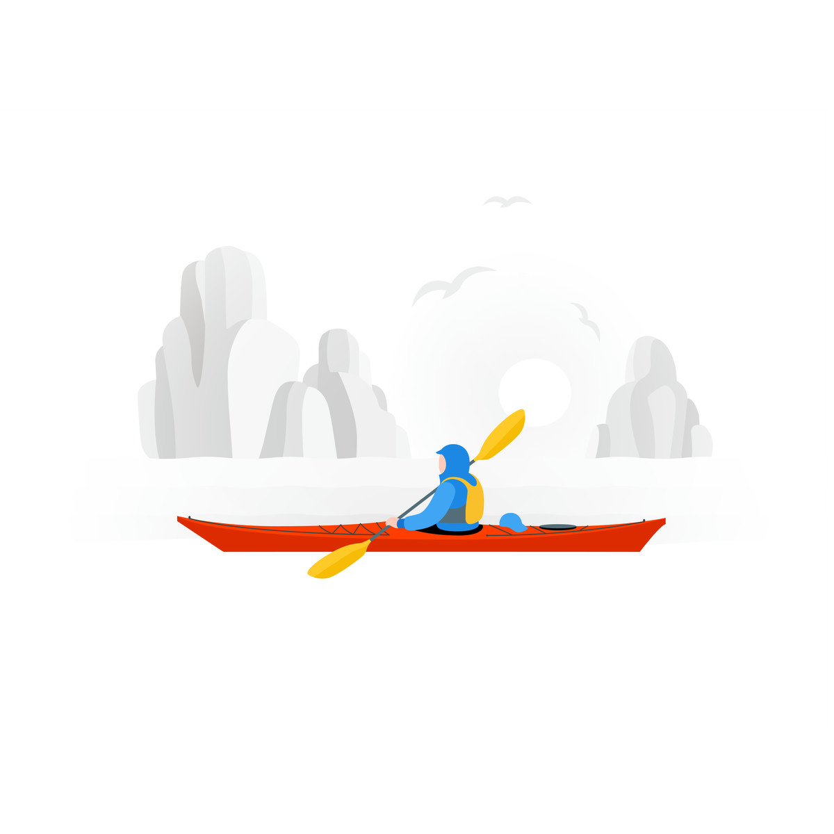 Ilustração de Kayaking em no estilo Fogg para baixar em PNG, SVG