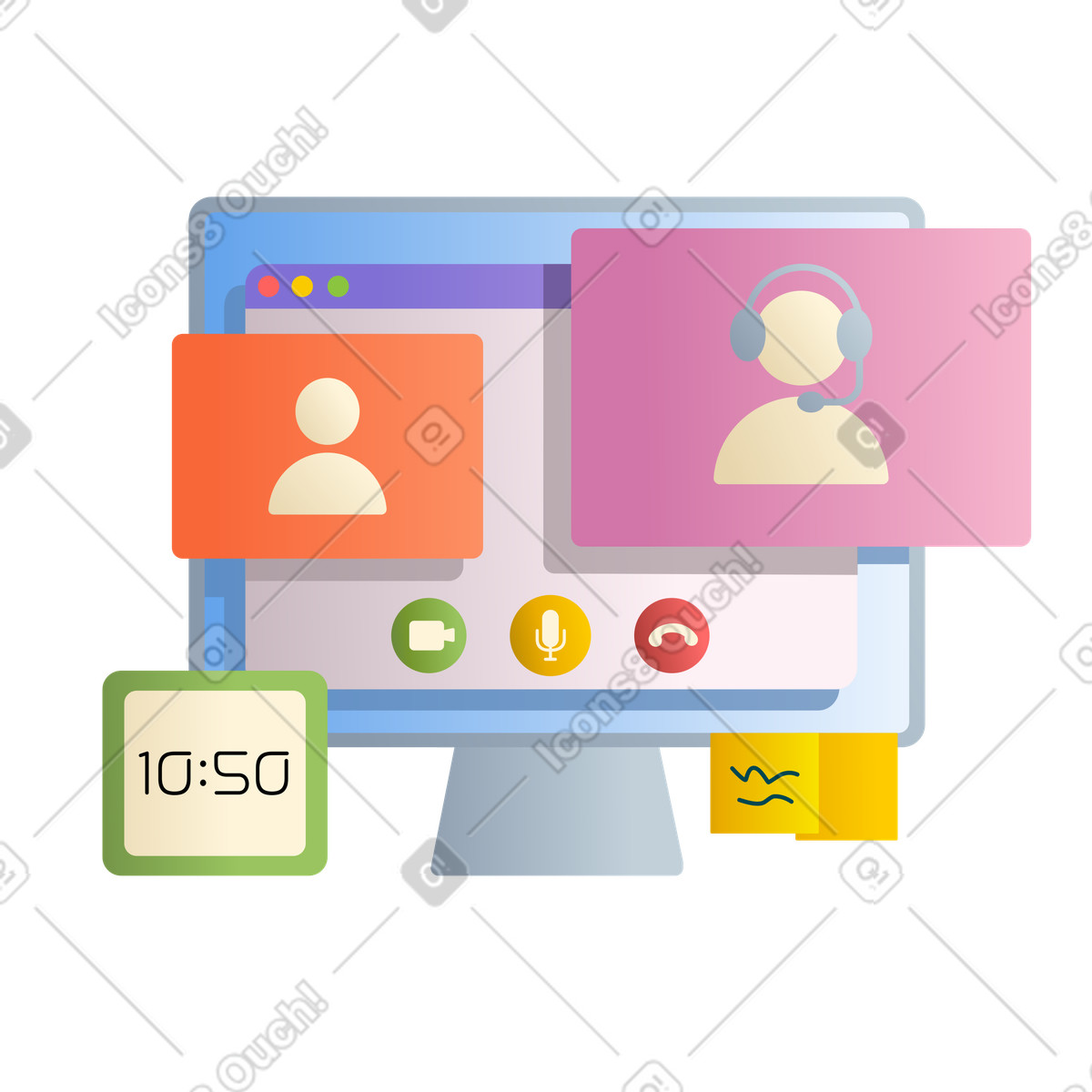 Kontaktaufnahme mit dem support-spezialisten per online-anruf-Illustration im Silky-Stil als Download in PNG, SVG