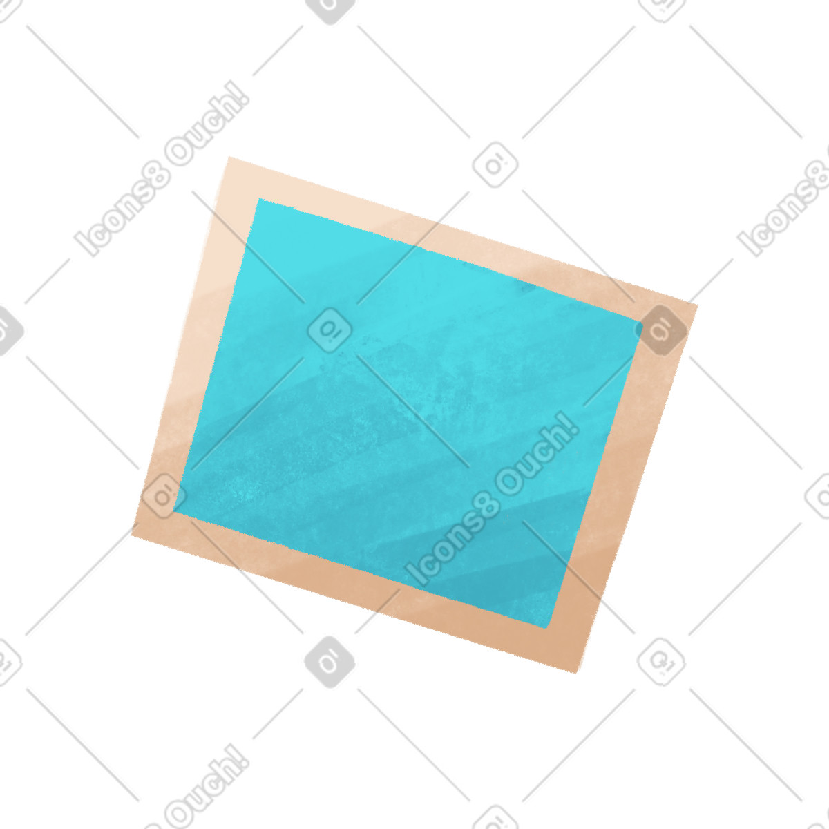 Beige paper with a blue square illustration in Bonbon style download in PNG, SVG
