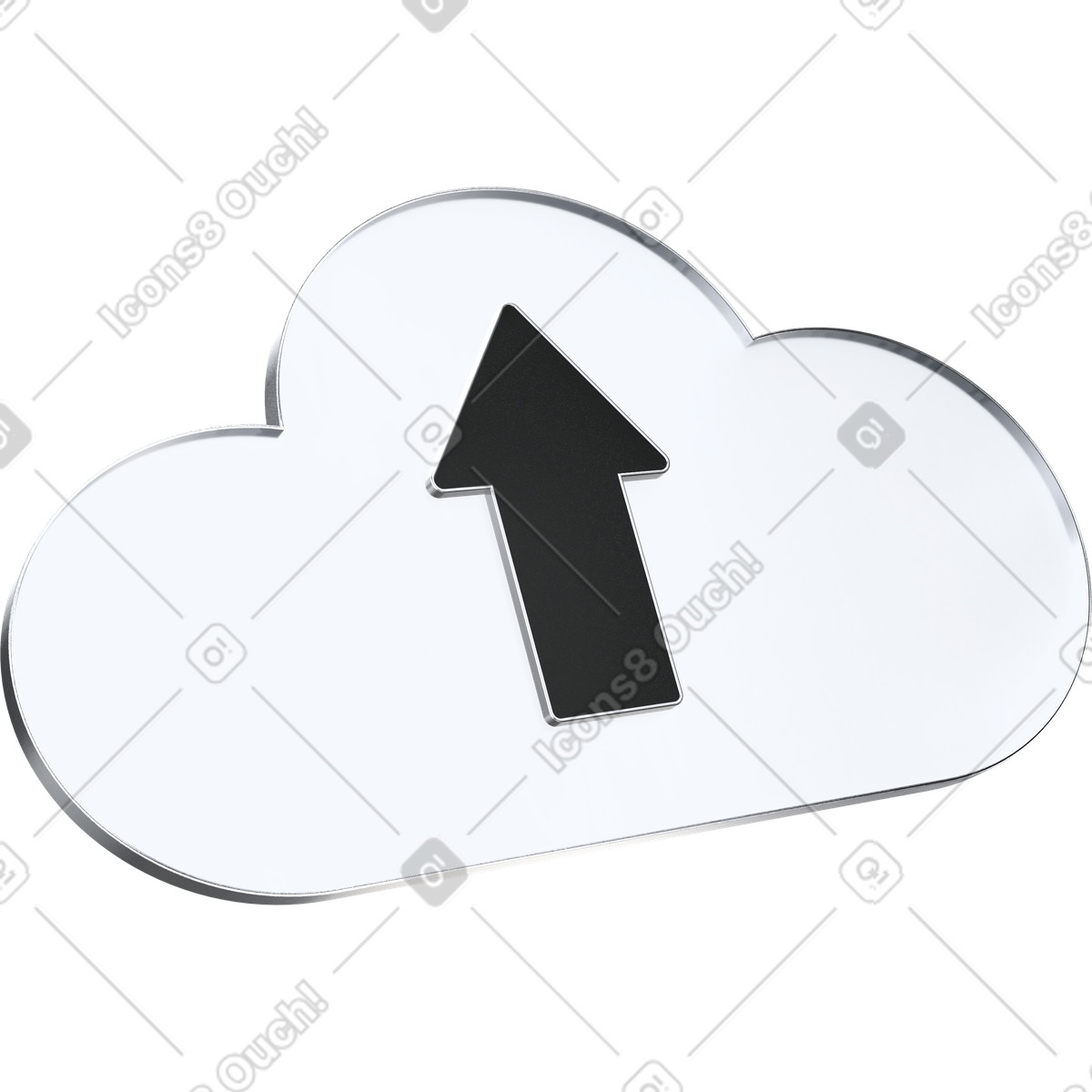 Simbolo di sincronizzazione cloud, caricamento file sicuro, soluzione archiviazione saas illustrazione in stile 3D Pro scarica in PNG, SVG