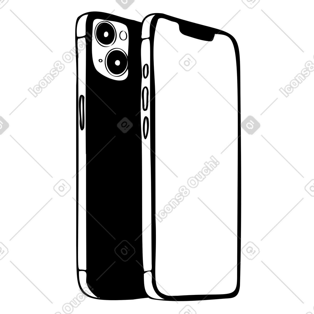 Marks スタイルの 線画モノクロ iphone 背面と前面 のイラストをPNG、SVG形式でダウンロード