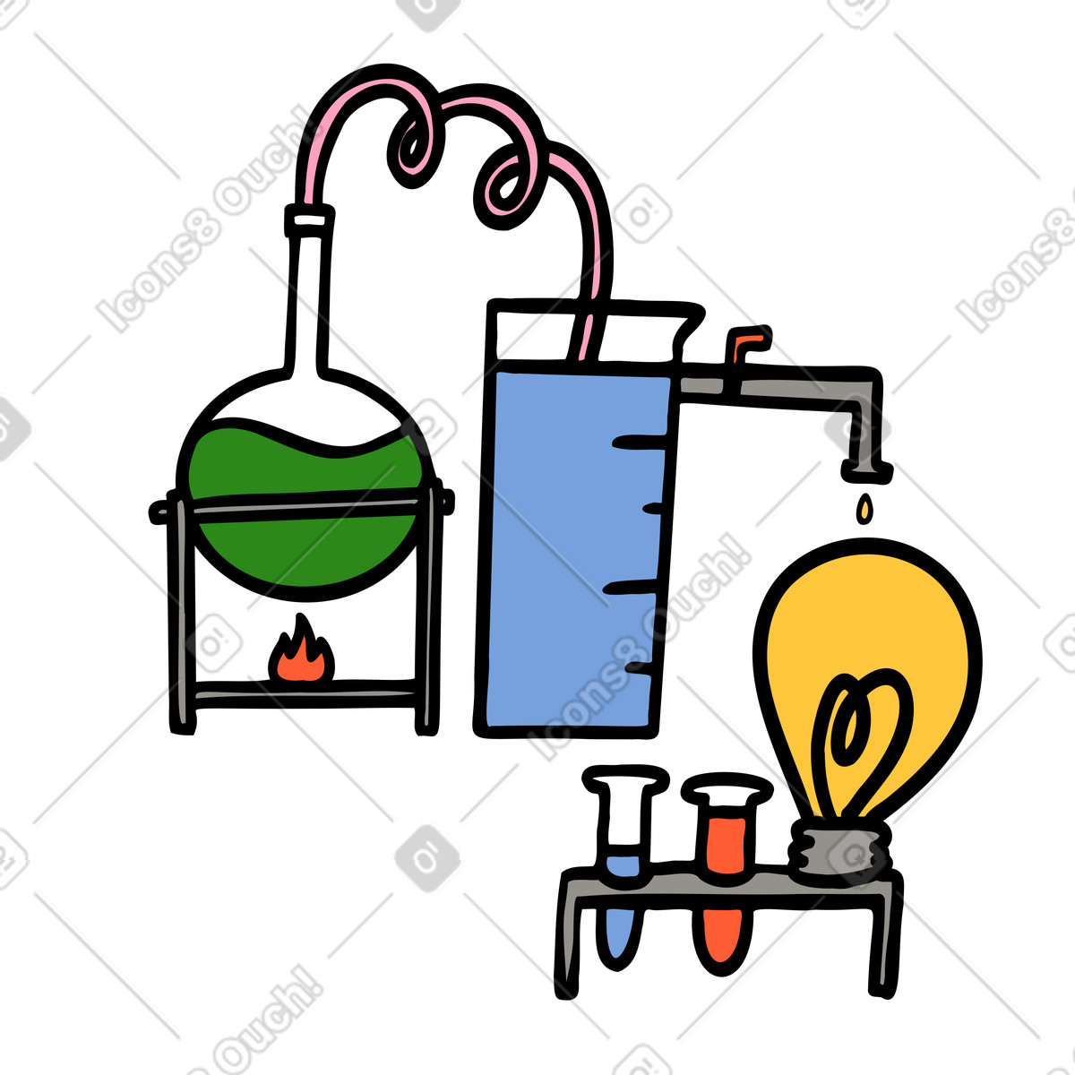 Eine idee im labor entwickeln-Illustration Comic-Stil als Download in PNG, SVG