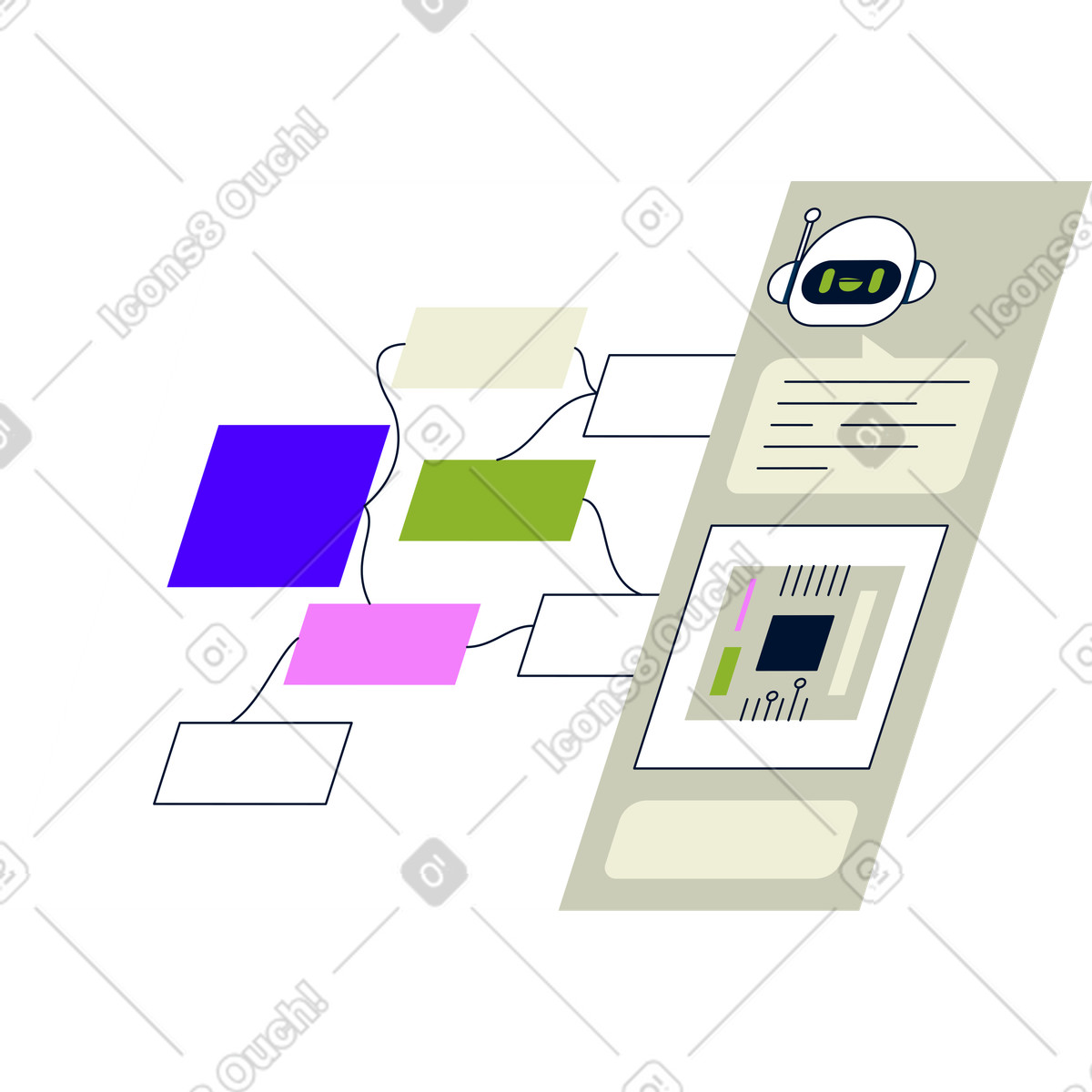 Program interface for programming the robot illustration in PNG, SVG