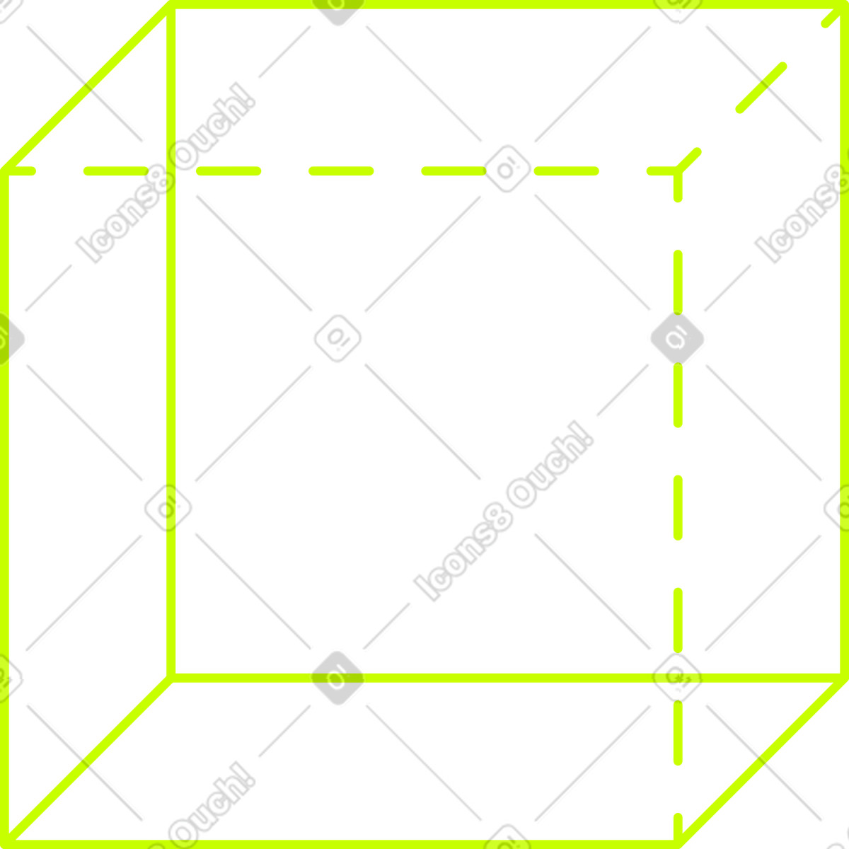 Green line cube illustration in Space style download in PNG, SVG