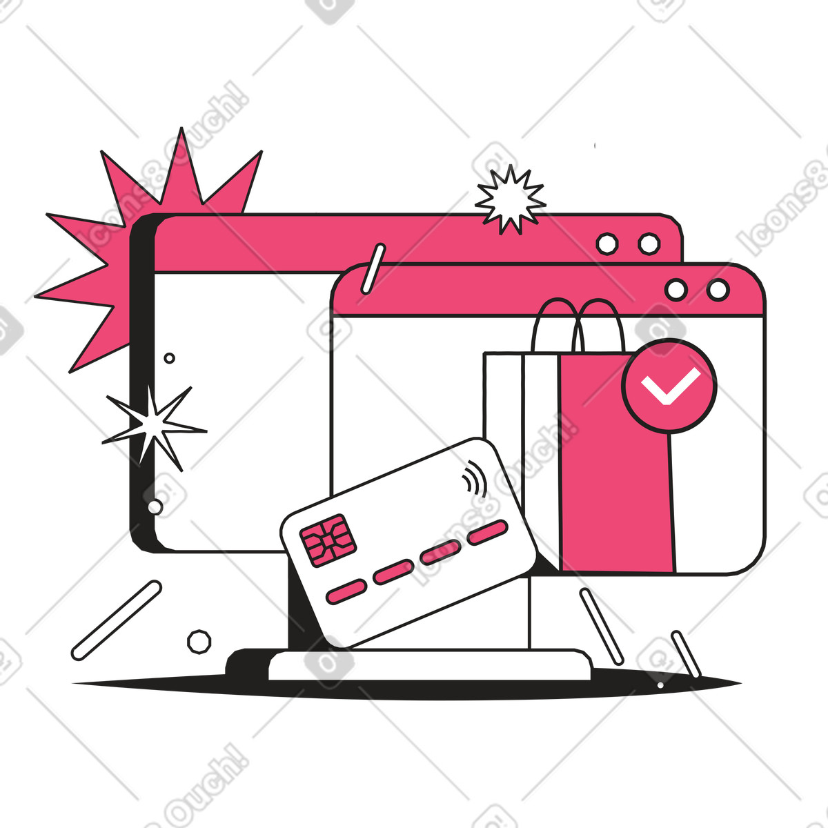 Ilustración Se paga el pedido en estilo Dazzle Line a descargar en PNG y SVG