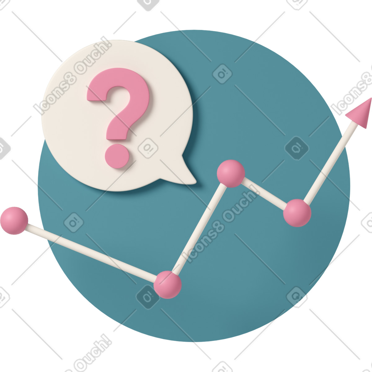 3D Casual life スタイルの Line graph with question mark のイラストをPNG、SVG形式でダウンロード