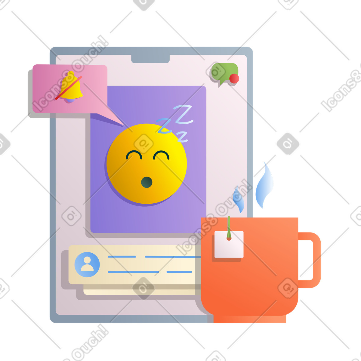 Ilustración Descanso de las redes sociales en estilo Silky a descargar en PNG y SVG
