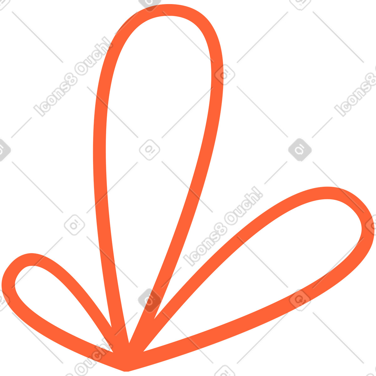 Ilustração de Three leaves with red thick outline em no estilo Crayon para baixar em PNG, SVG