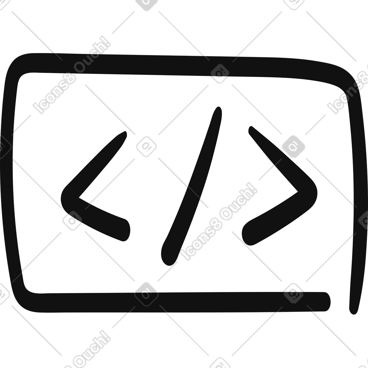 Organic スタイルの Code brackets symbol inside rounded rectangle programming interface sign のイラストをPNG、SVG形式でダウンロード