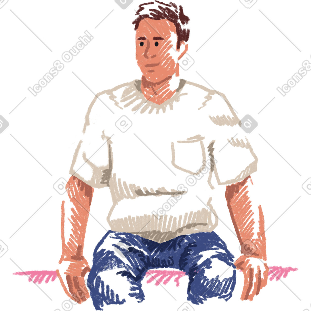 Ilustração de Homem sentado em no estilo Sketchbook para baixar em PNG, SVG