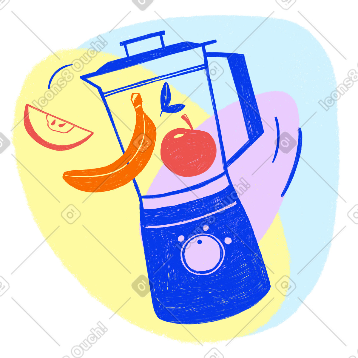 Großer stationärer mixer mahlt obst-Illustration im Biro-Stil als Download in PNG, SVG