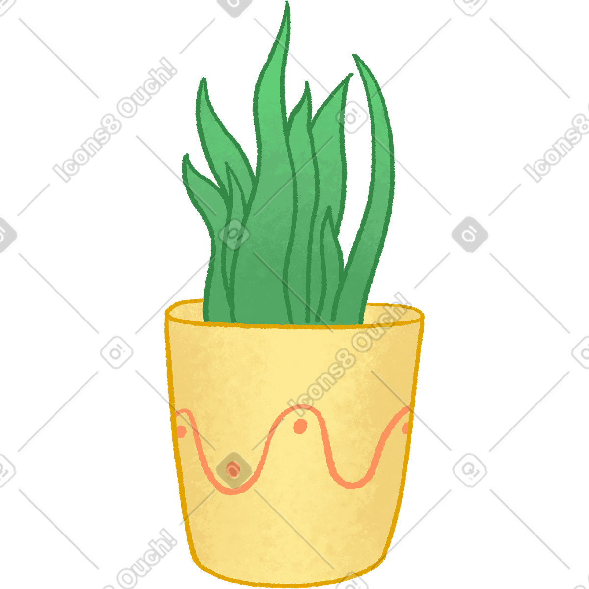 Illustration Houseplant in yellow pot dans le style Hue à télécharger aux formats PNG, SVG