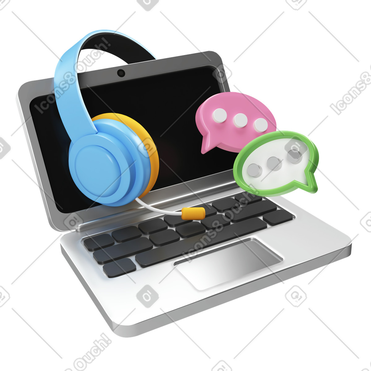 Online support service via laptop illustration in PNG, SVG