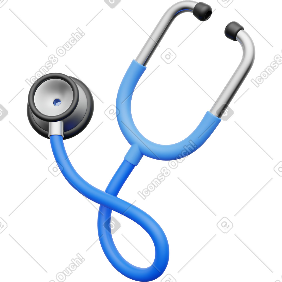 Ilustración Stethoscope blue tubing and metal chestpiece medical equipment detail en estilo 3D Playful a descargar en PNG y SVG
