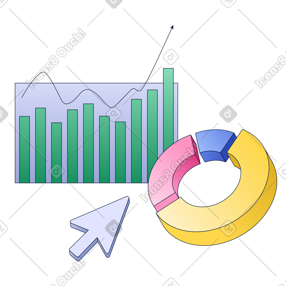 Infographics, charts and graphs illustration in PNG, SVG