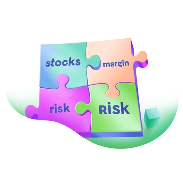 A modern pastel illustration featuring a jigsaw puzzle. The puzzle consists of interlocking pieces, each piece vividly labeled with the words "stocks", "margin", "risk", and "reward" in bold letters. The background includes soft pastel colors that provide a calming effect, making the puzzle the focal point of the image. Each piece has a slightly different shade to enhance visual differentiation. The arrangement of the pieces suggests they are close to being completed, emphasizing the theme of financial concepts coming together.