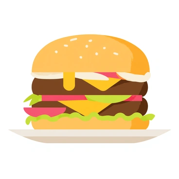 A cheeseburger with a thick, juicy beef patty stacked high. The bun is golden brown and slightly shiny. Melted yellow cheese drips down the sides, creating an enticing overflow. Fresh, crisp lettuce is layered beneath the top bun, adding a vibrant green color. Slices of ripe, red tomato peek out from the sides, and a few pickles are arranged on top. A dollop of creamy mayonnaise is spread on the inside of the top bun, enhancing the overall look of the burger. The cheeseburger is placed on a white plate, ready to be enjoyed.