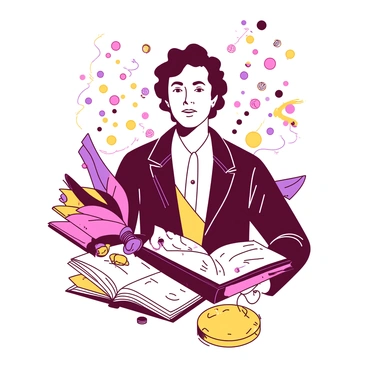 A portrait of a famous person is depicted with a background filled with symbolic elements from their life story. The person is in the center, wearing an expressive outfit that reflects their identity. Around them, there are various objects that represent significant achievements and milestones in their life. For instance, a book symbolizes their literary contributions, while a musical note signifies their impact on music. Colorful confetti is scattered throughout the background, representing celebrations and achievements. The overall composition captures the essence of their journey and legacy.