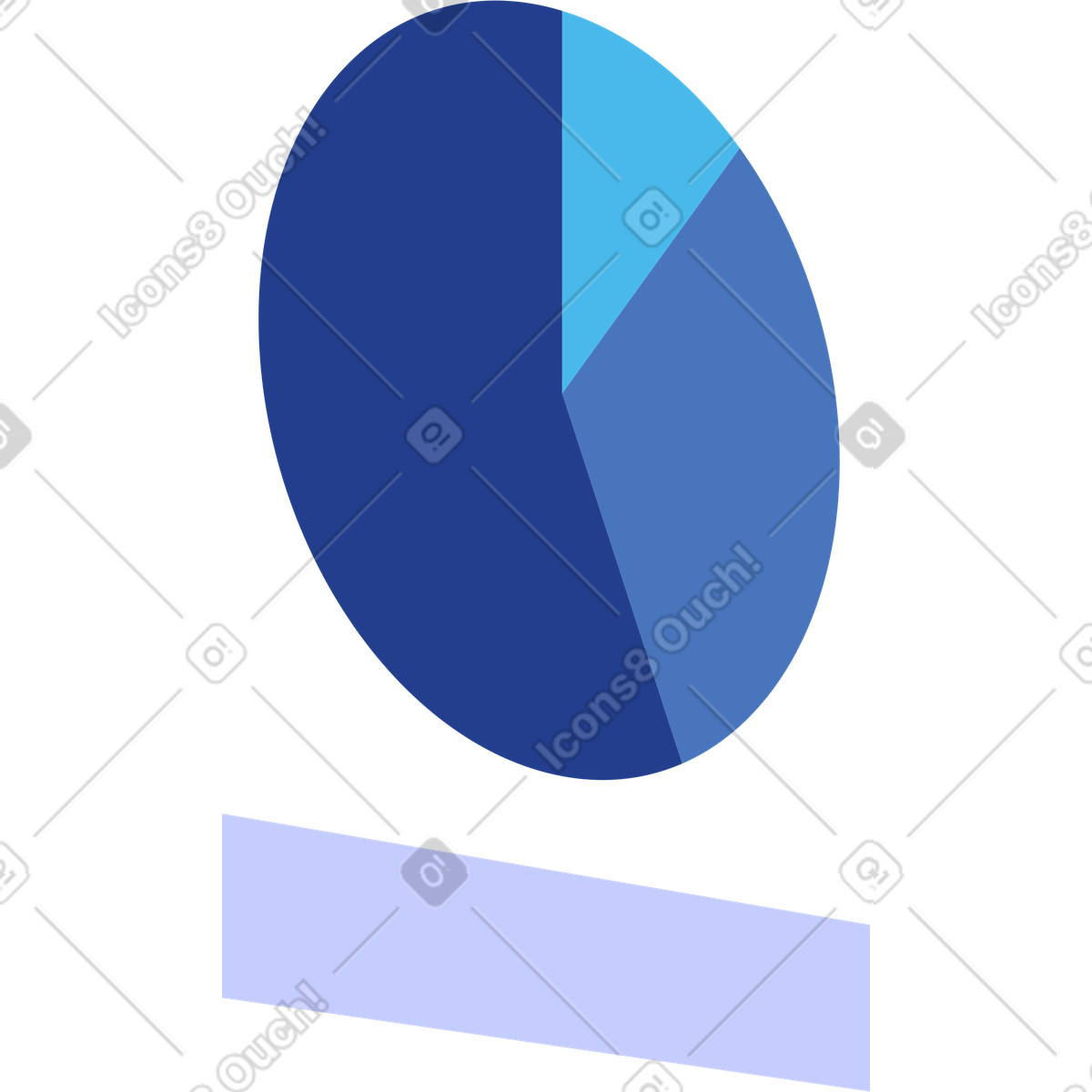 Pie chart with caption illustration in Quantum style download in PNG, SVG