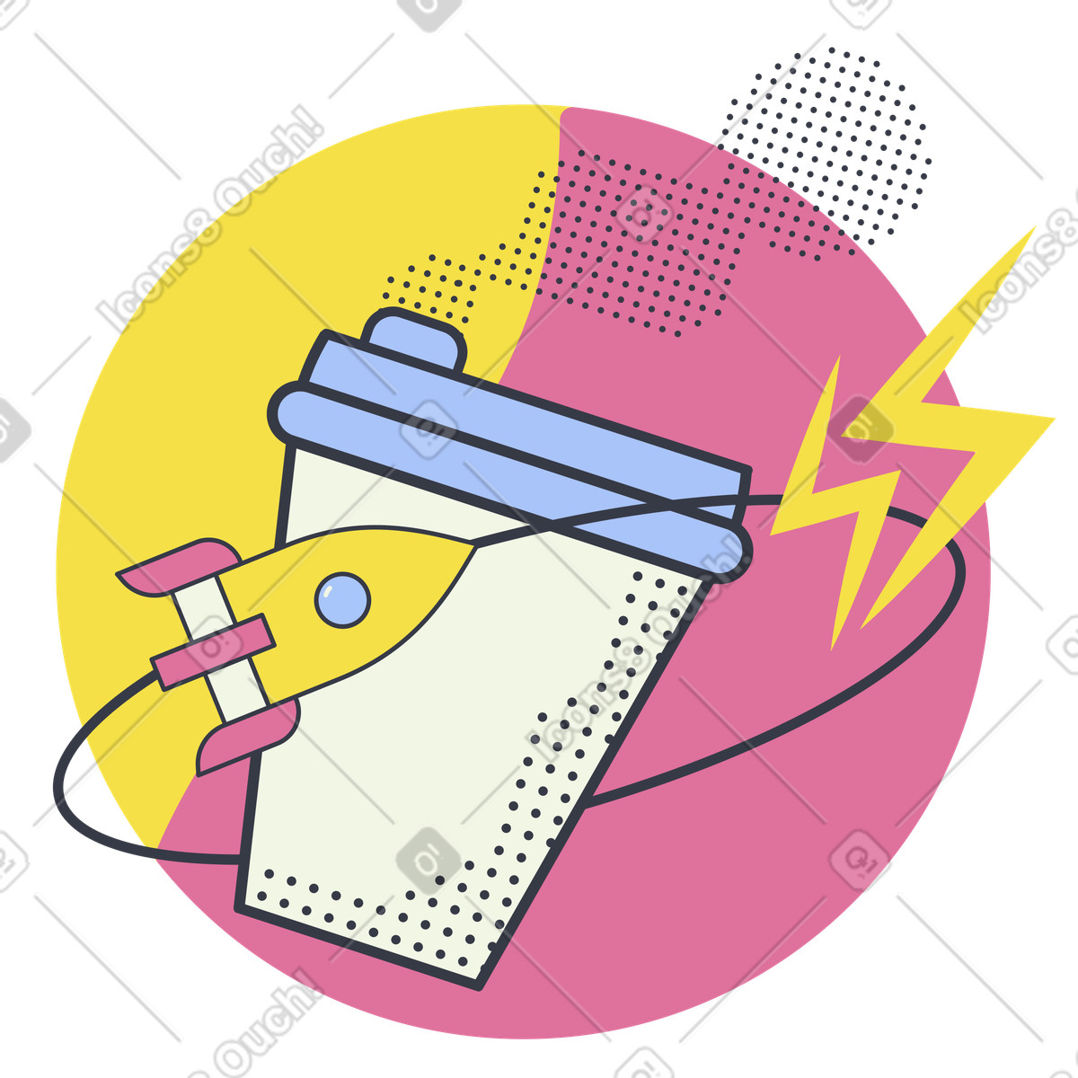 Coffee energy with to-go cup and rocket illustration in Abstract style download in PNG, SVG