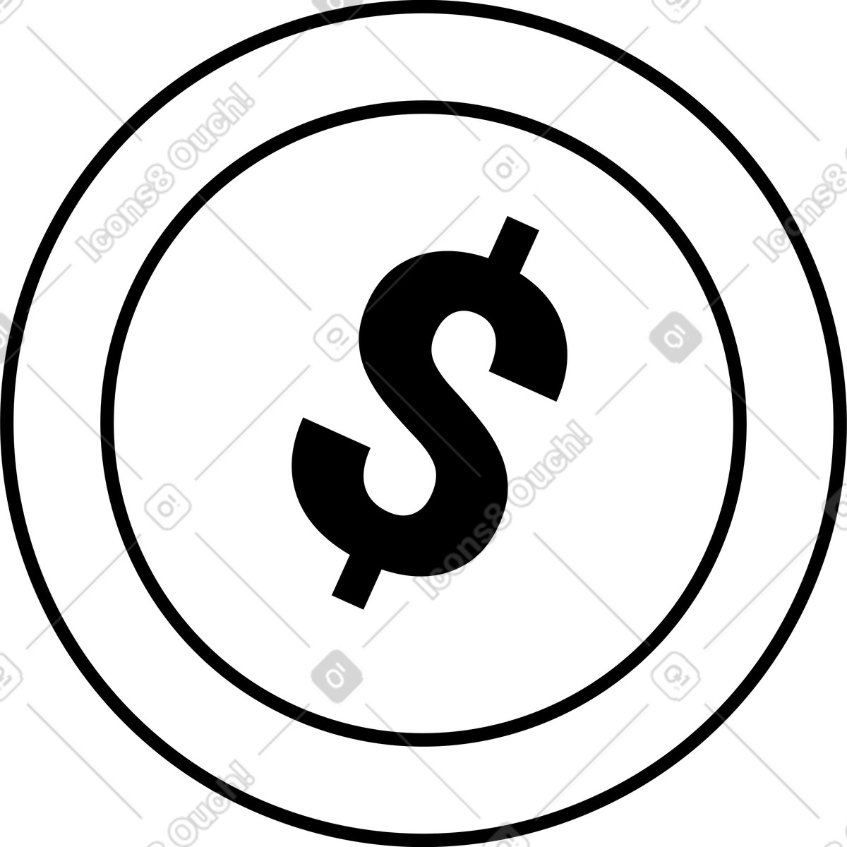 Illustration Icône de pièce monnaie d'un dollar dans le style Shade à télécharger aux formats PNG, SVG