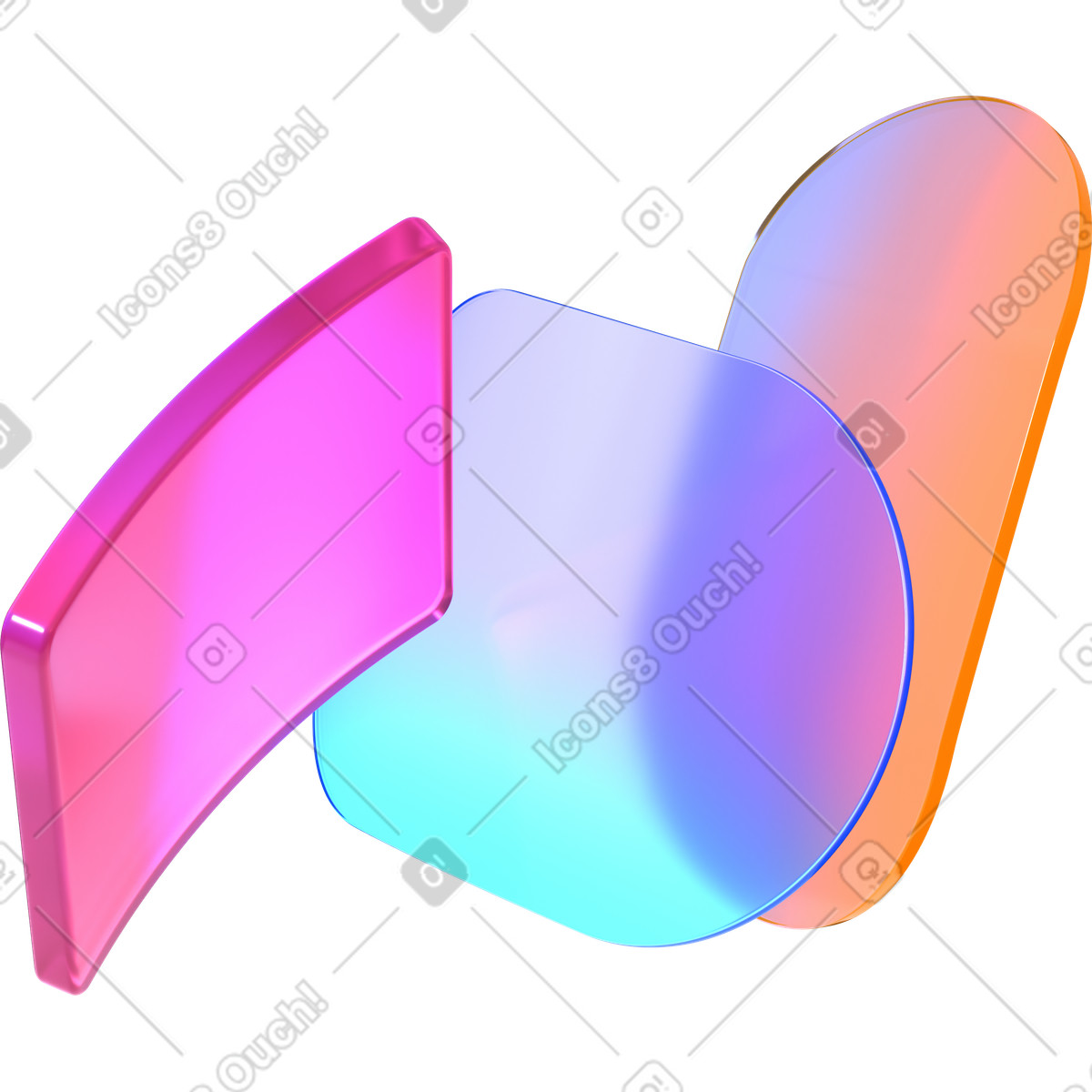 Plastic rectangle and two gradient lenses illustration in PNG, SVG