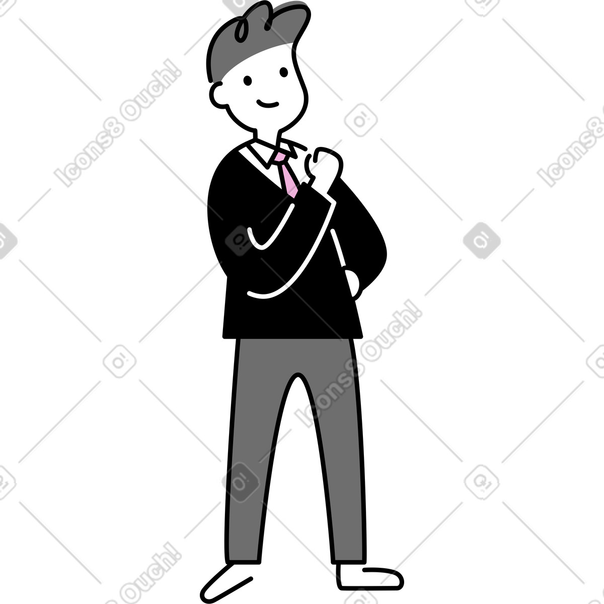 Successful man illustration in Mochi style download in PNG, SVG