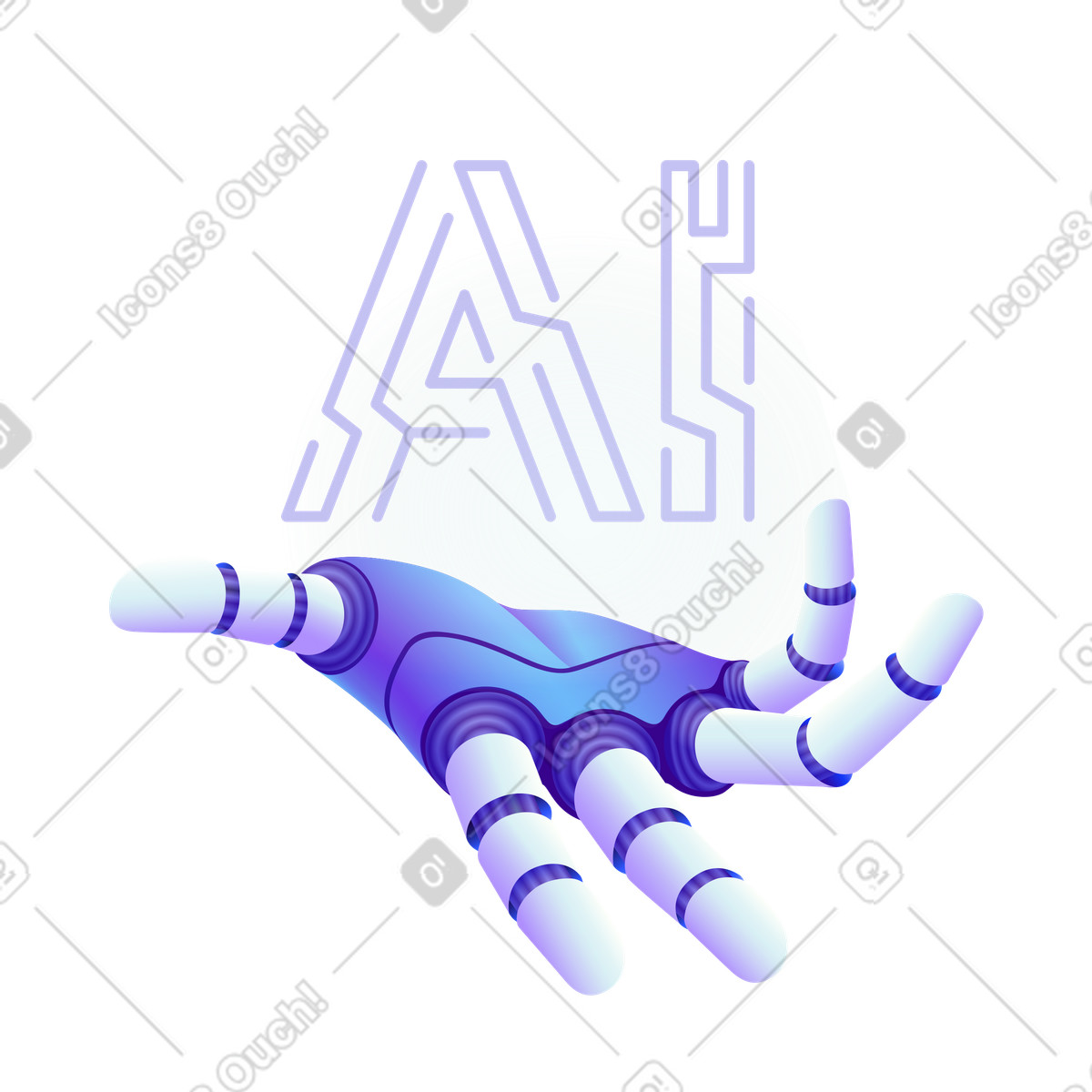 Robot hand holding ai letters, Innovation in artificial intelligence-Illustration im Hi-tech-Stil als Download PNG, SVG