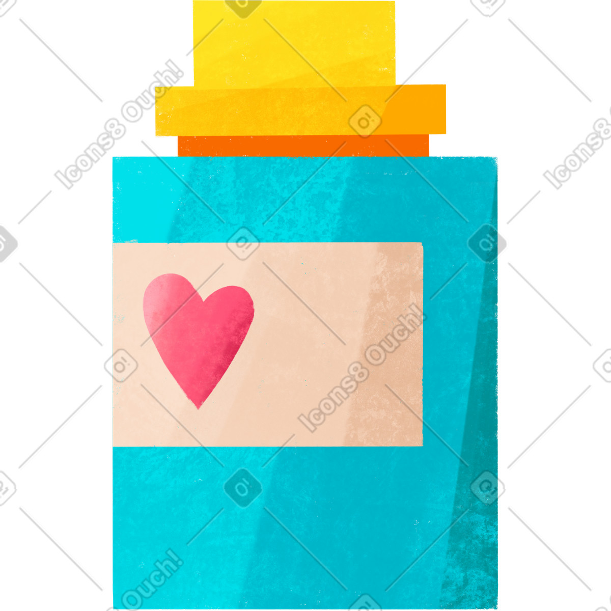 Blue bottle with pills illustration in Bonbon style download in PNG, SVG