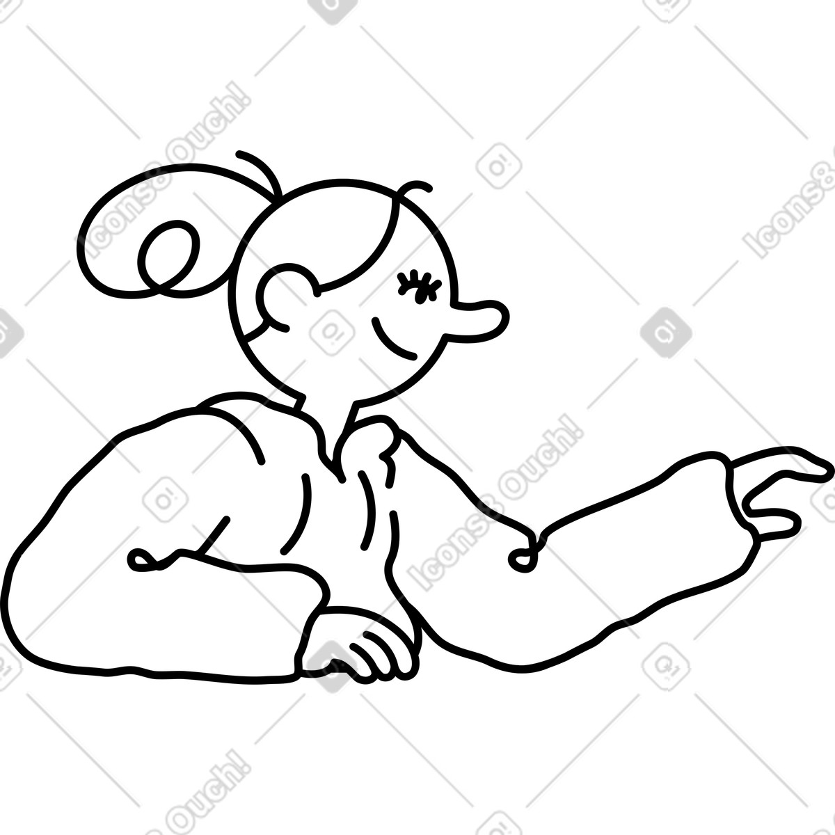 Young woman taking something illustration in Notes style download in PNG, SVG