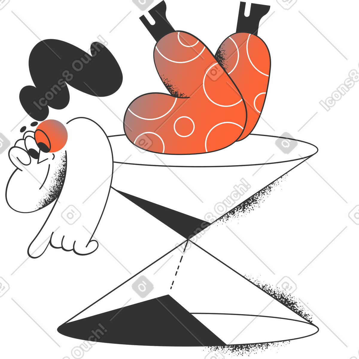 Illustration Fille un le sablier dans style Crayon à télécharger aux formats PNG, SVG